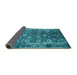 Sideview of Oriental Turquoise Industrial Rug, urb2571turq