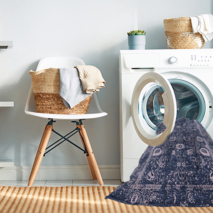 Machine Washable Industrial Modern Blue Rug in a Washing Machine, wshurb2571