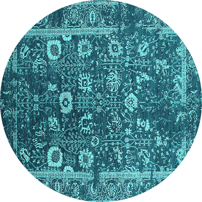 Round Oriental Turquoise Industrial Rug, urb2571turq