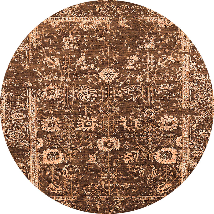 Round Oriental Orange Industrial Rug, urb2571org