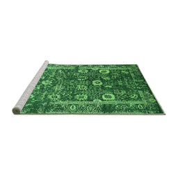 Sideview of Machine Washable Oriental Green Industrial Area Rugs, wshurb2571grn
