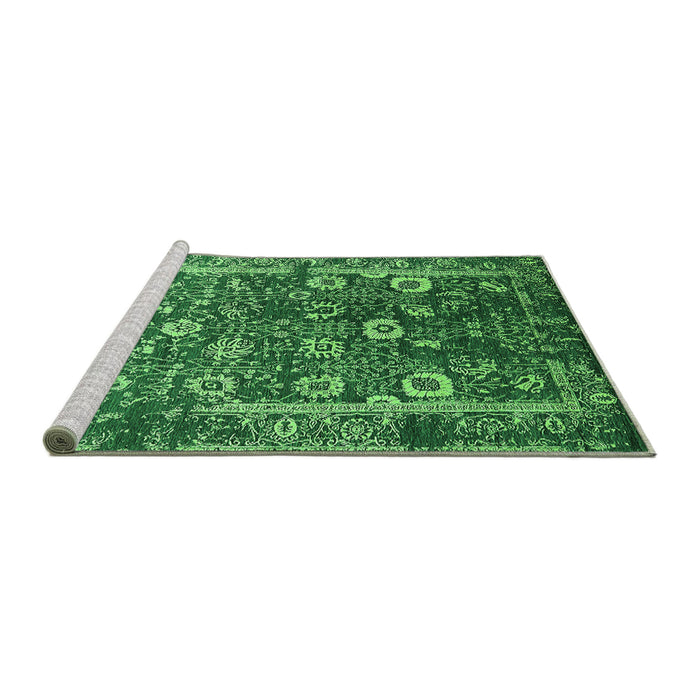 Sideview of Machine Washable Oriental Green Industrial Area Rugs, wshurb2571grn