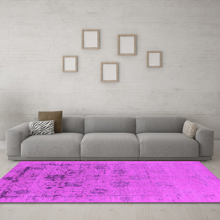 Machine Washable Oriental Pink Industrial Rug in a Living Room, wshurb2572pnk