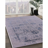 Mid-Century Modern Slate Blue Grey Oriental Rug, urb2572