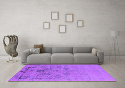Machine Washable Oriental Purple Industrial Area Rugs in a Living Room, wshurb2572pur