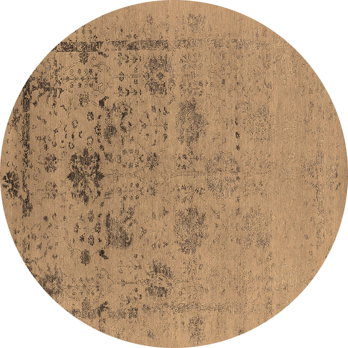 Round Oriental Brown Industrial Rug, urb2572brn