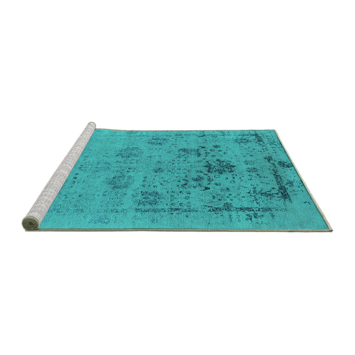 Sideview of Machine Washable Oriental Turquoise Industrial Area Rugs, wshurb2572turq