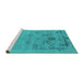 Sideview of Machine Washable Oriental Turquoise Industrial Area Rugs, wshurb2572turq