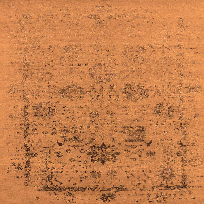 Square Machine Washable Oriental Orange Industrial Area Rugs, wshurb2572org