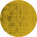 Round Oriental Yellow Industrial Rug, urb2572yw