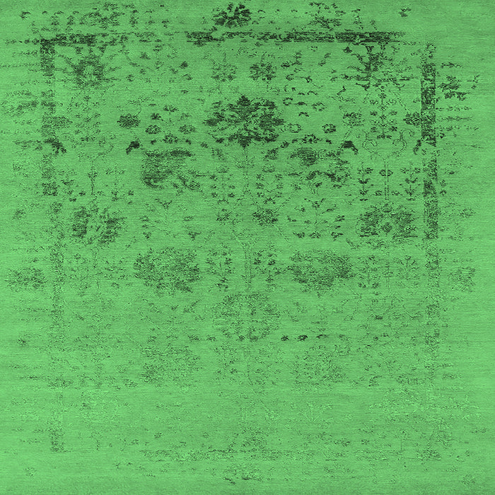 Square Oriental Emerald Green Industrial Rug, urb2572emgrn