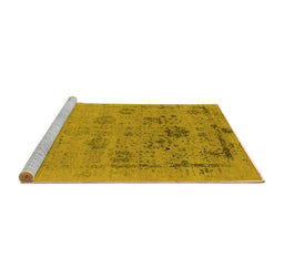 Sideview of Machine Washable Oriental Yellow Industrial Rug, wshurb2572yw