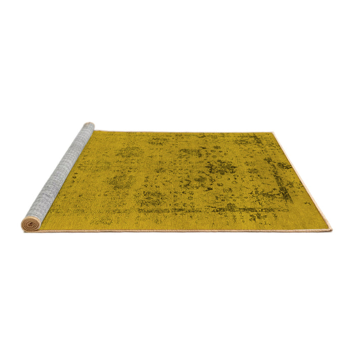 Sideview of Machine Washable Oriental Yellow Industrial Rug, wshurb2572yw