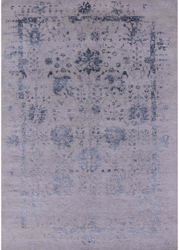 Mid-Century Modern Slate Blue Grey Oriental Rug, urb2572