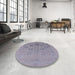 Round Mid-Century Modern Slate Blue Grey Oriental Rug in a Office, urb2572