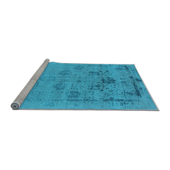 Sideview of Machine Washable Oriental Light Blue Industrial Rug, wshurb2572lblu