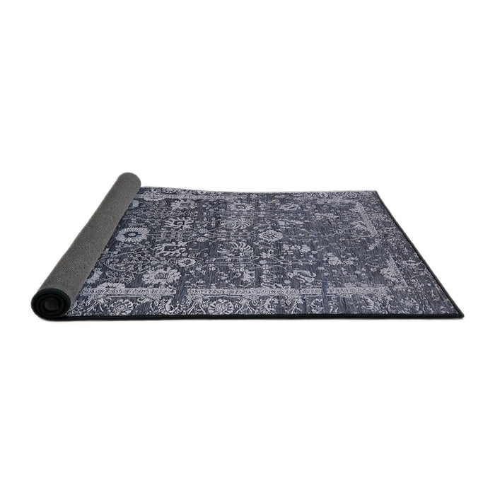 Sideview of Mid-Century Modern Charcoal Blue Oriental Rug, urb2573