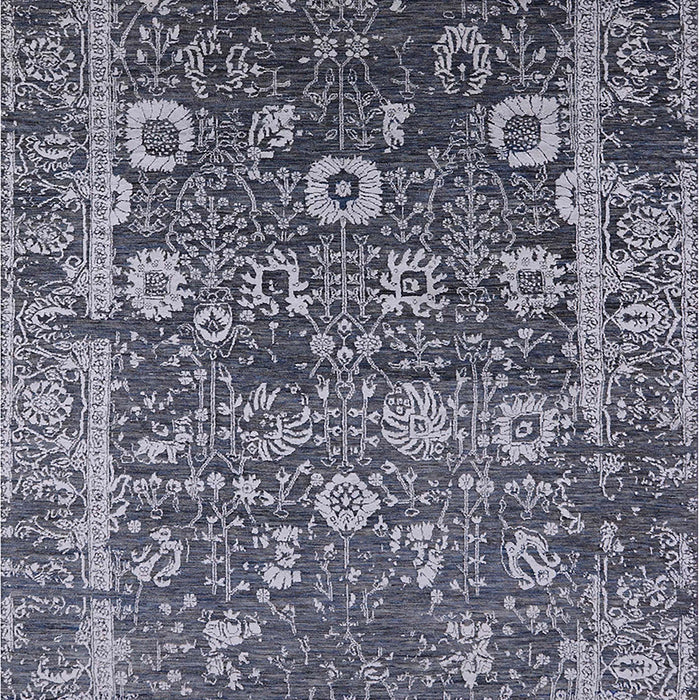 Mid-Century Modern Charcoal Blue Oriental Rug, urb2573