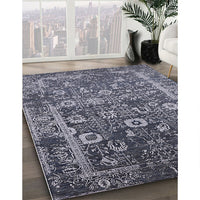 Mid-Century Modern Charcoal Blue Oriental Rug, urb2573