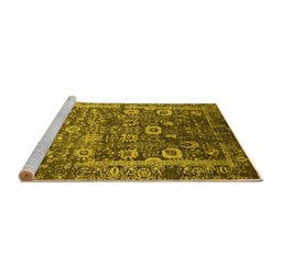 Sideview of Machine Washable Oriental Yellow Industrial Rug, wshurb2573yw