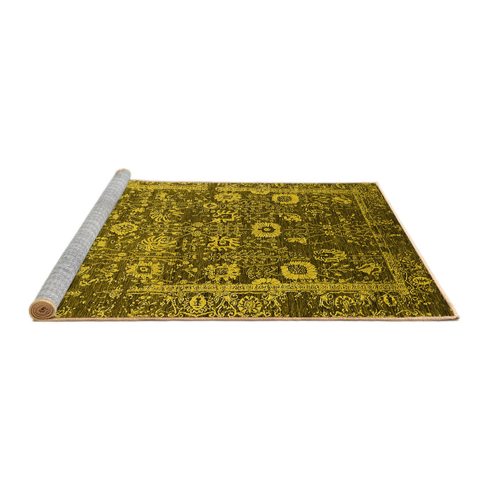 Sideview of Machine Washable Oriental Yellow Industrial Rug, wshurb2573yw
