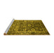 Sideview of Machine Washable Oriental Yellow Industrial Rug, wshurb2573yw