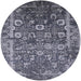 Round Mid-Century Modern Charcoal Blue Oriental Rug, urb2573