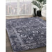 Mid-Century Modern Charcoal Blue Oriental Rug in Family Room, urb2573