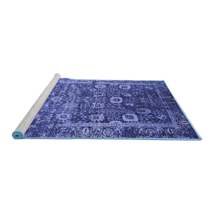Sideview of Machine Washable Oriental Blue Industrial Rug, wshurb2573blu