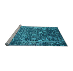 Sideview of Machine Washable Oriental Light Blue Industrial Rug, wshurb2573lblu