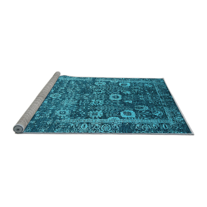 Sideview of Machine Washable Oriental Light Blue Industrial Rug, wshurb2573lblu
