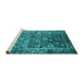 Sideview of Machine Washable Oriental Turquoise Industrial Area Rugs, wshurb2573turq