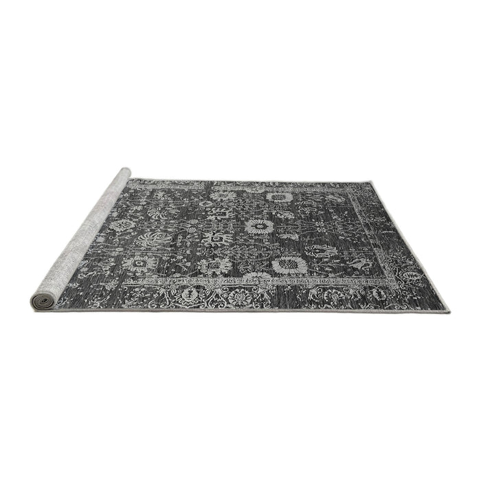 Sideview of Machine Washable Oriental Gray Industrial Rug, wshurb2573gry