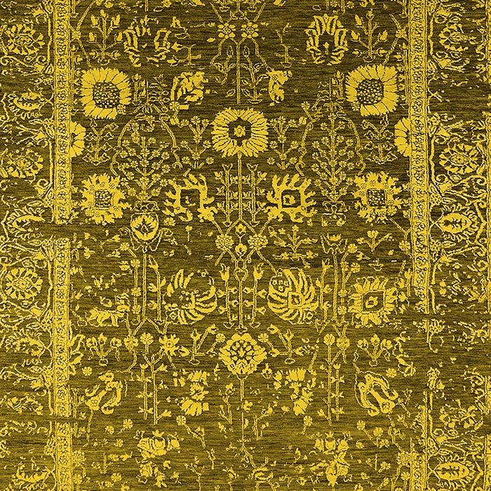 Machine Washable Oriental Yellow Industrial Rug, wshurb2573yw