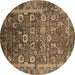 Round Oriental Brown Industrial Rug, urb2573brn