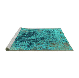 Sideview of Machine Washable Oriental Turquoise Industrial Area Rugs, wshurb2574turq