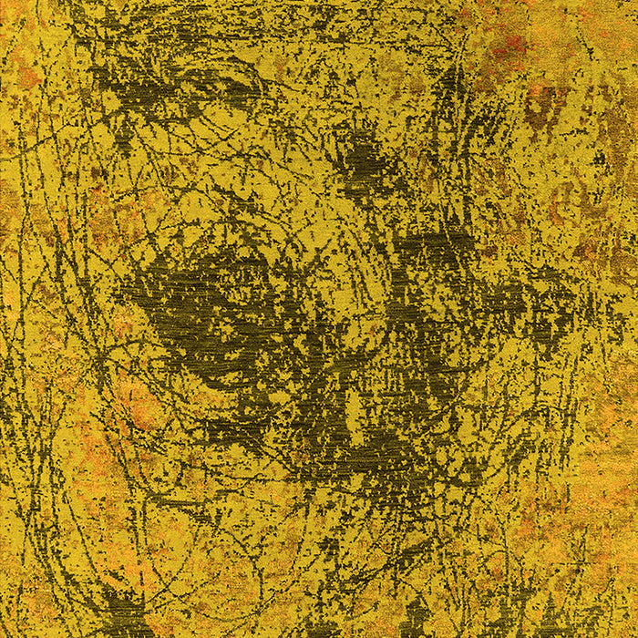 Machine Washable Oriental Yellow Industrial Rug, wshurb2574yw