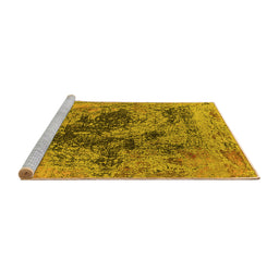 Sideview of Machine Washable Oriental Yellow Industrial Rug, wshurb2574yw