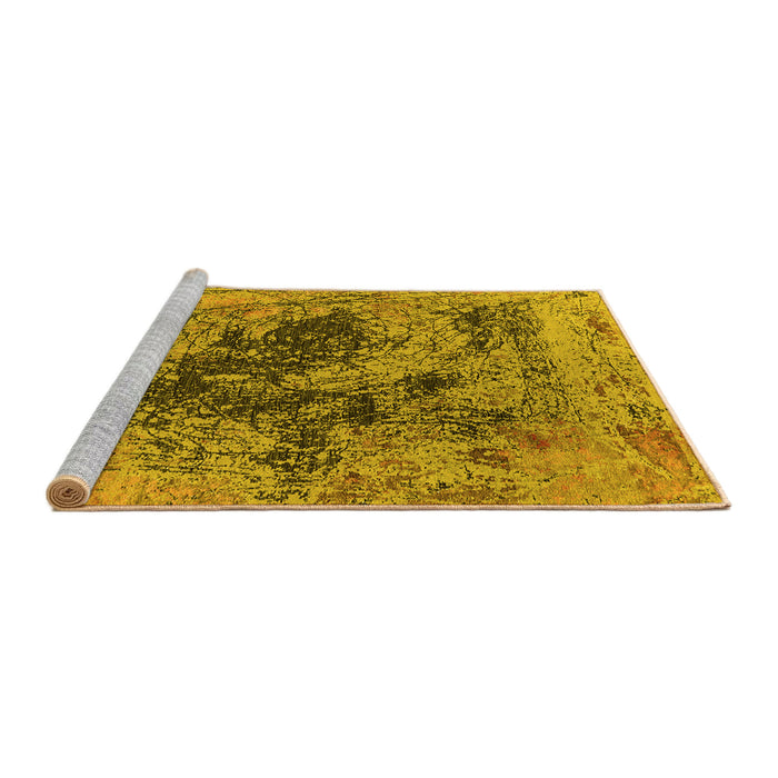 Sideview of Machine Washable Oriental Yellow Industrial Rug, wshurb2574yw