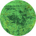 Round Oriental Green Industrial Rug, urb2574grn