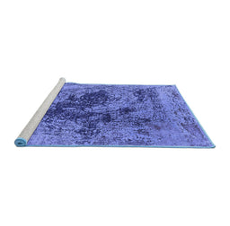 Sideview of Machine Washable Oriental Blue Industrial Rug, wshurb2574blu