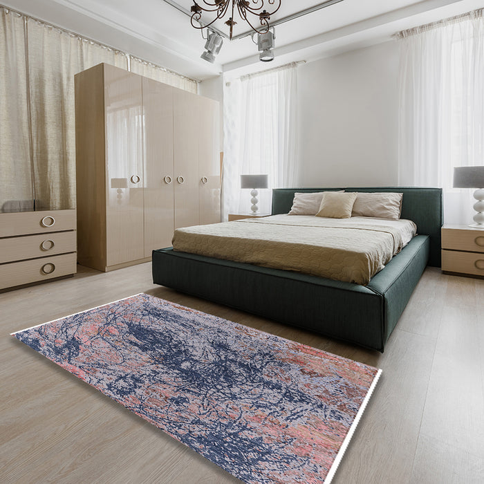 Machine Washable Industrial Modern Wisteria Purple Rug in a Bedroom, wshurb2574