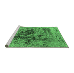 Sideview of Machine Washable Oriental Emerald Green Industrial Area Rugs, wshurb2574emgrn