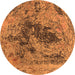 Round Machine Washable Oriental Orange Industrial Area Rugs, wshurb2574org