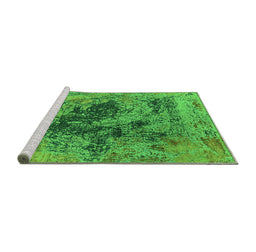 Sideview of Machine Washable Oriental Green Industrial Area Rugs, wshurb2574grn