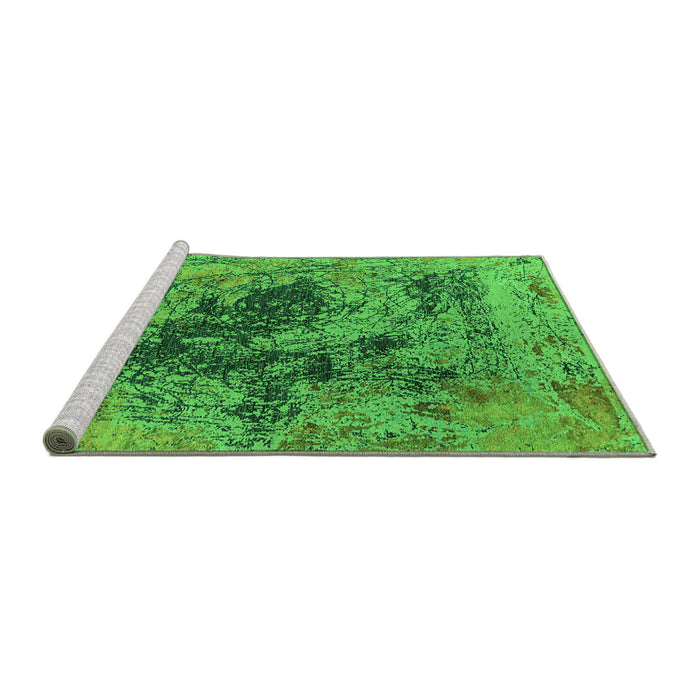 Sideview of Machine Washable Oriental Green Industrial Area Rugs, wshurb2574grn