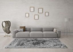 Machine Washable Oriental Gray Industrial Rug in a Living Room,, wshurb2574gry