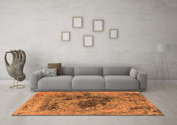Machine Washable Oriental Orange Industrial Area Rugs in a Living Room, wshurb2574org
