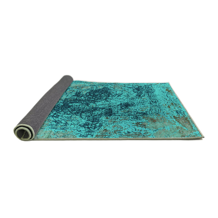 Sideview of Oriental Turquoise Industrial Rug, urb2574turq