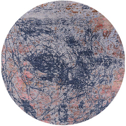 Round Mid-Century Modern Purple Oriental Rug, urb2574